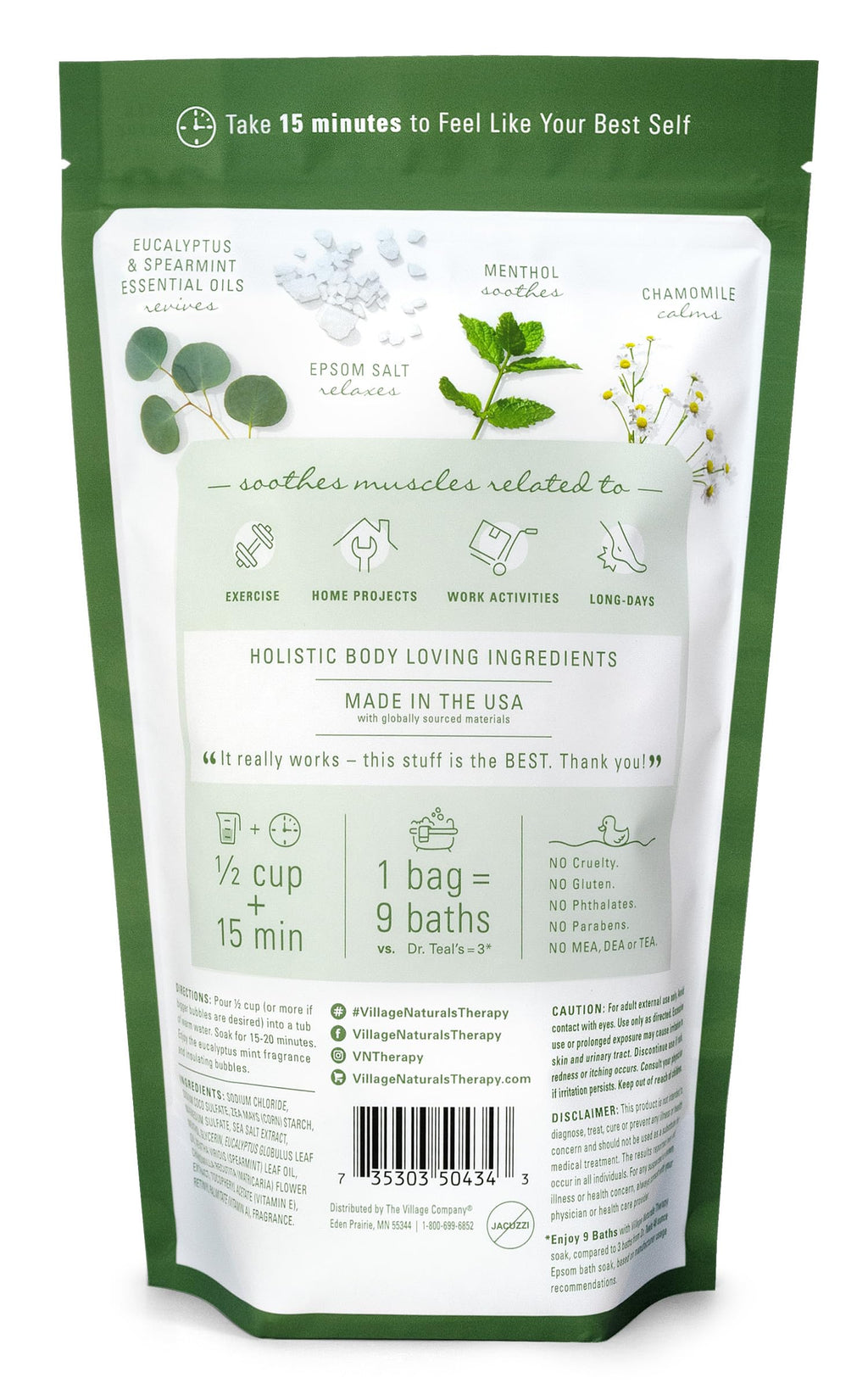 Muscle Foaming Epsom Soak, Eucalyptus Mint Scent, 36 oz, Pack of 2