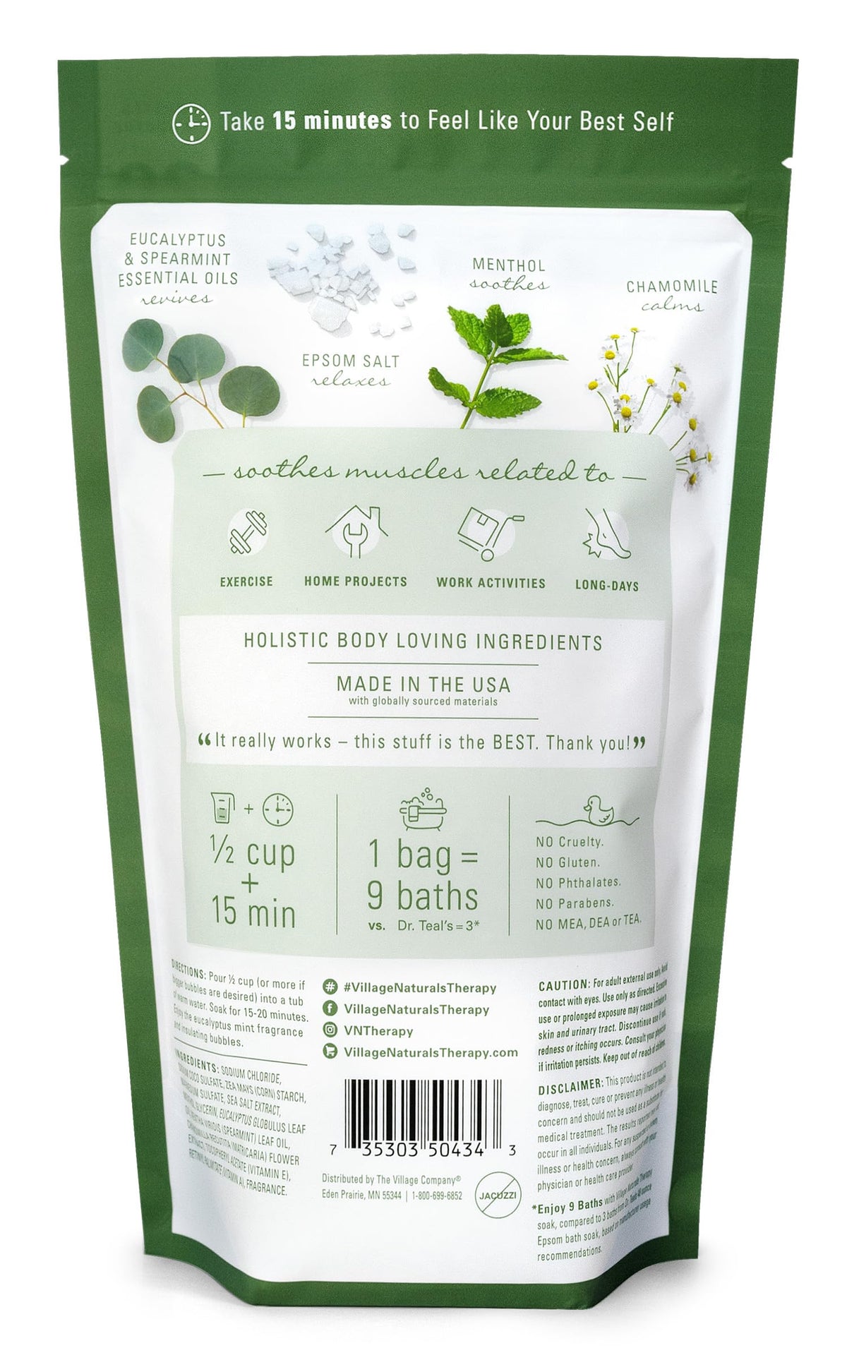 Muscle Foaming Epsom Soak, Eucalyptus Mint Scent, 36 oz, Pack of 2