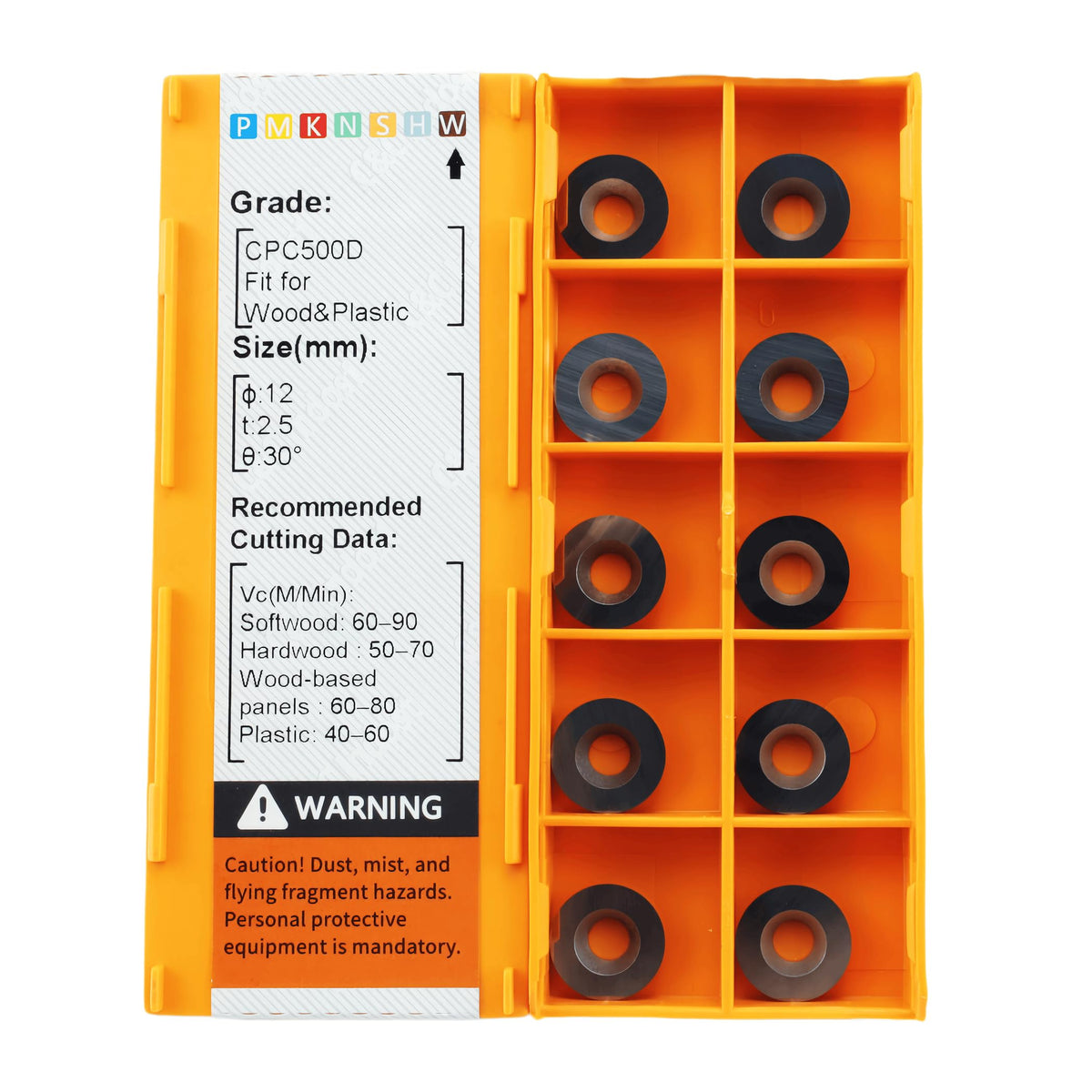 C&CINDOST 12mm Round Tungsten Carbide Cutters Inserts R12×2.5mm Ci3 Indexable Wood Turning Inserts for Lathe Finisher & Hollower Woodworking Tools,10pcs