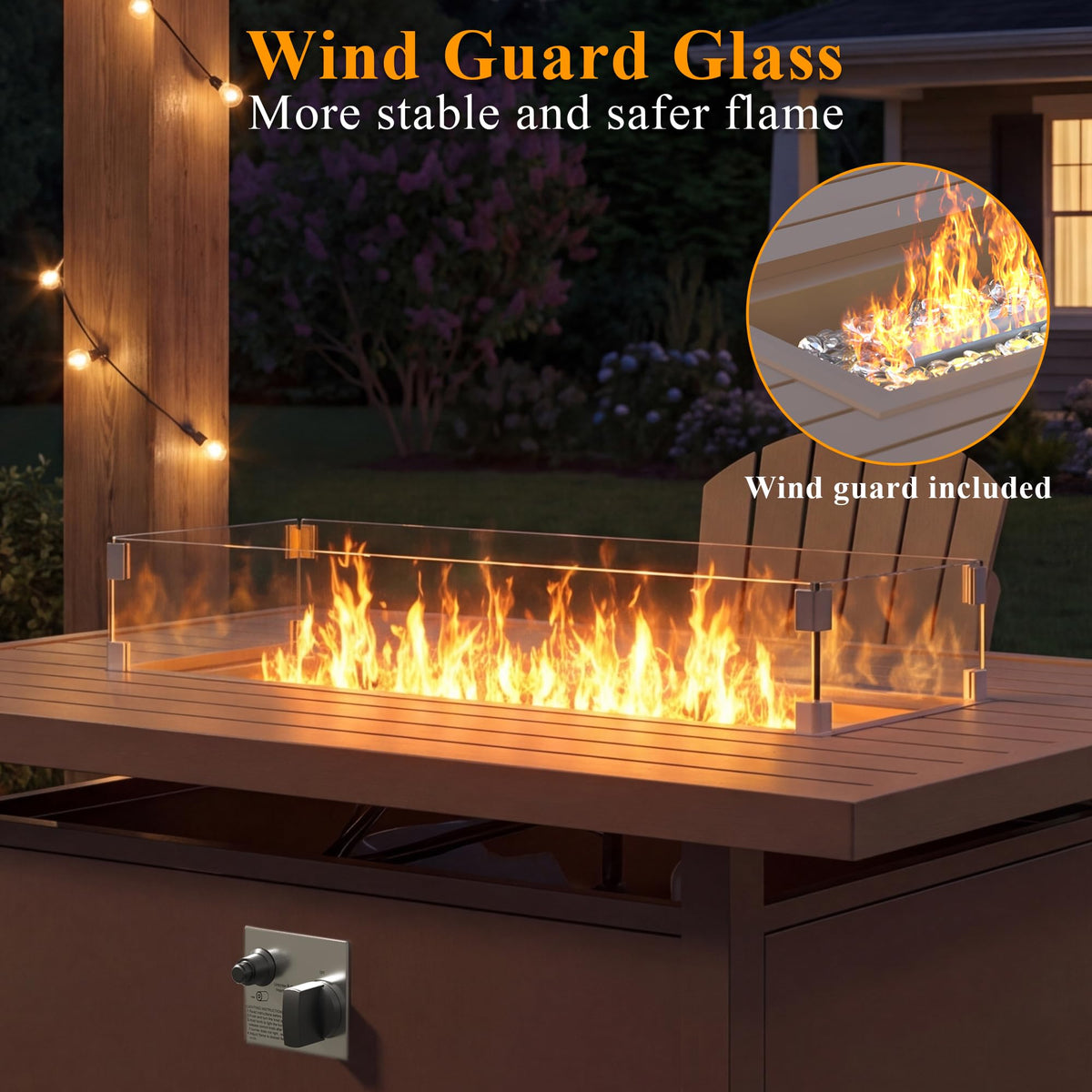 43" Aluminum Propane Fire Pit Table with Wind Guard & Lid