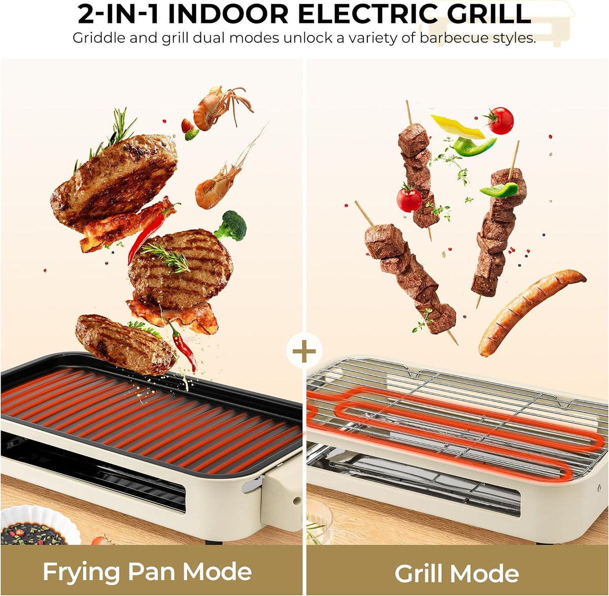 Electric Indoor Grill,2 in 1 Indoor Grills for Kitchen
