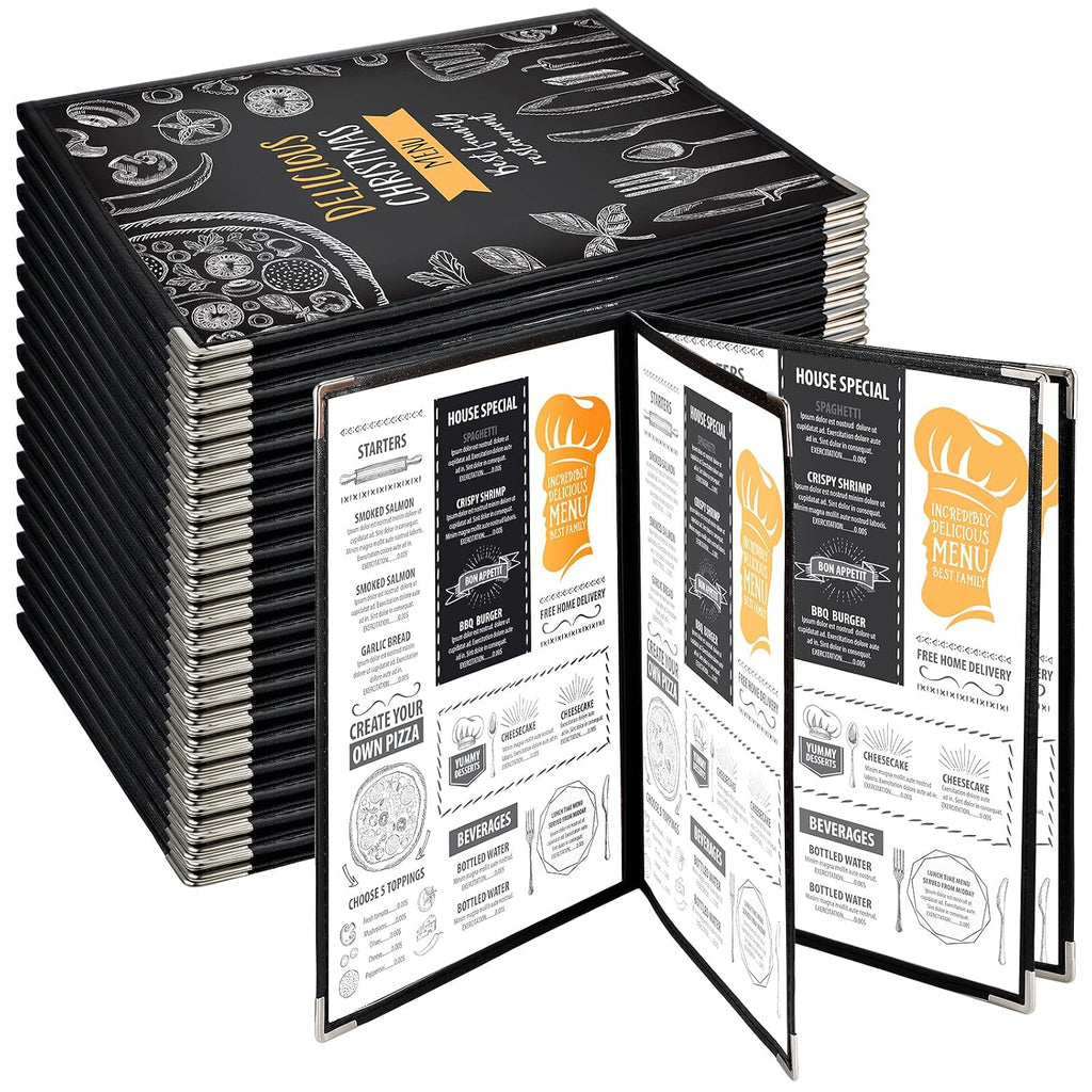 20 Pcs 8.5 x 11 Inch Menu Covers 4 Page 8 View Transparent Restaurant Covers Book Fits A4 Size Paper, Bar Cafe Clear