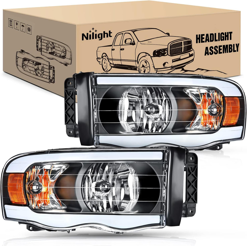 Nilight Headlights Assembly Led DRL for 2002-2005 Dodge Ram 1500