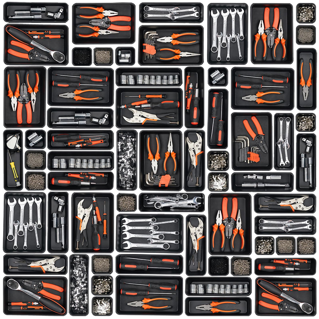 45 Pack Tool Box Organizer Tray Divider, Toolbox Desk Drawer Organizer,Garage Organization Storage for Rolling Tool