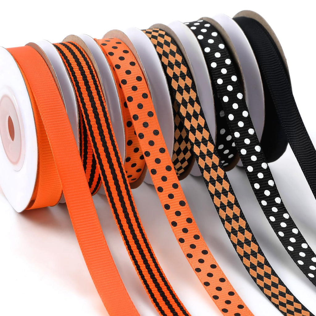 6 Rolls 60 Yards Halloween Ribbon for Gift Wrapping Party Decor