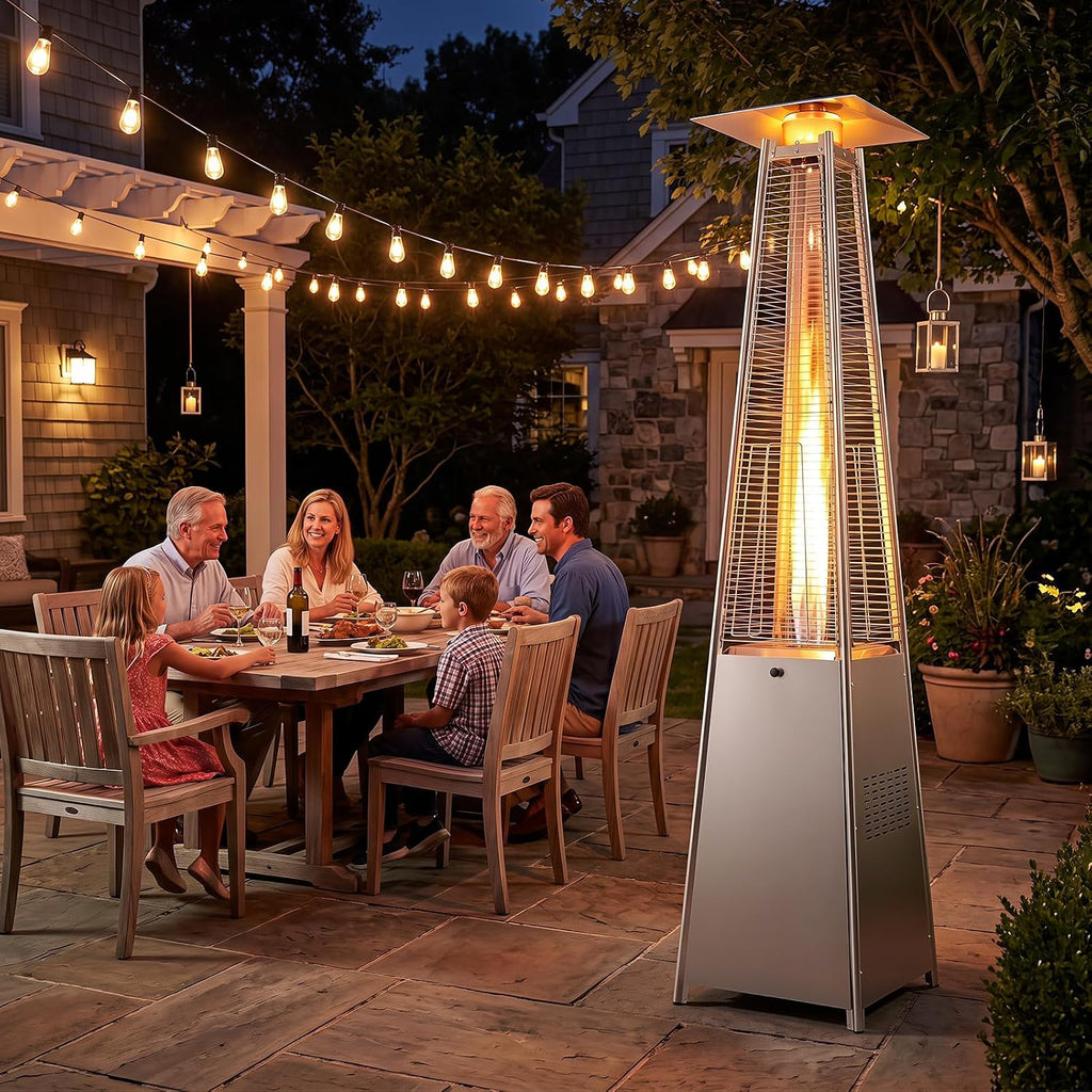 45000 BTU Pyramid Patio Heater with Wheels & Zippered Cover