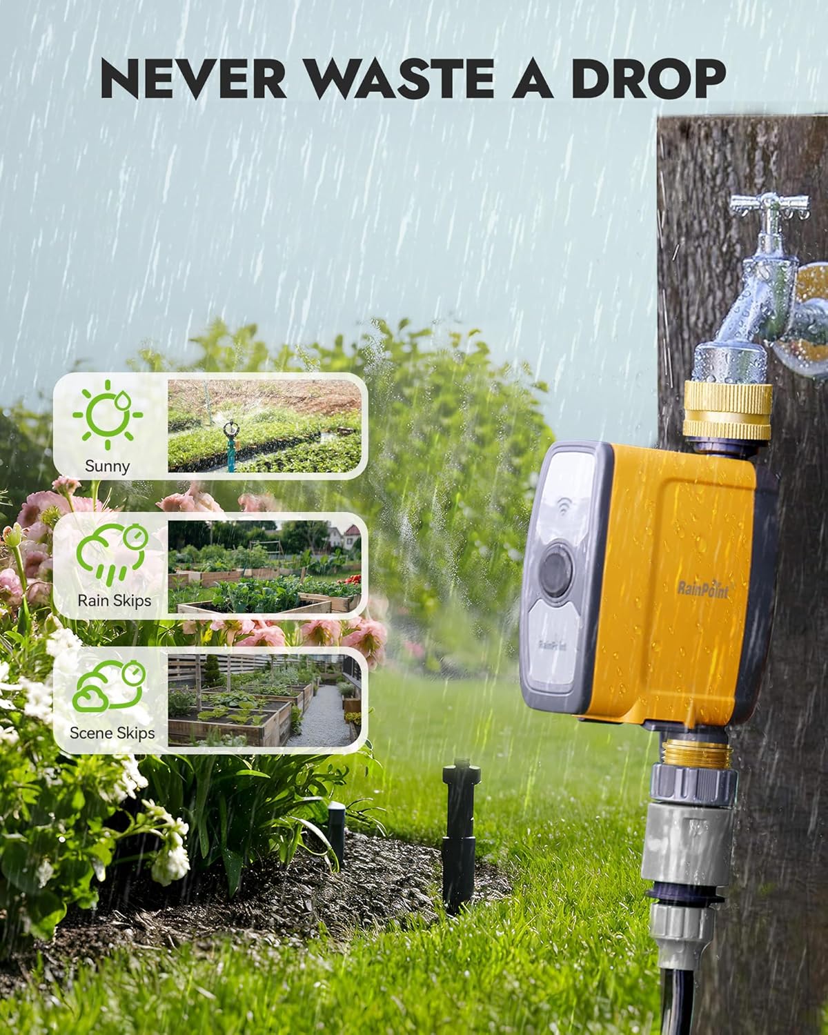 WiFi Water Timer, Smart Hose Timer for Garden Hose, WiFi Irrigation Controller, Smart Sprinkler System Valve, APP &