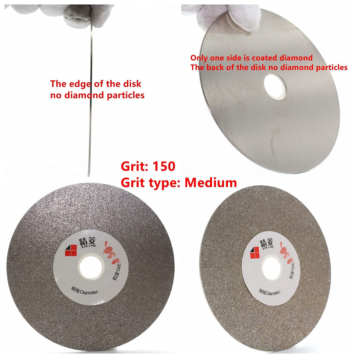 JINGLING 4" inch 100mm Diamond Flat Lap Disc Abrasive Grinding Disk Grit 150 Medium