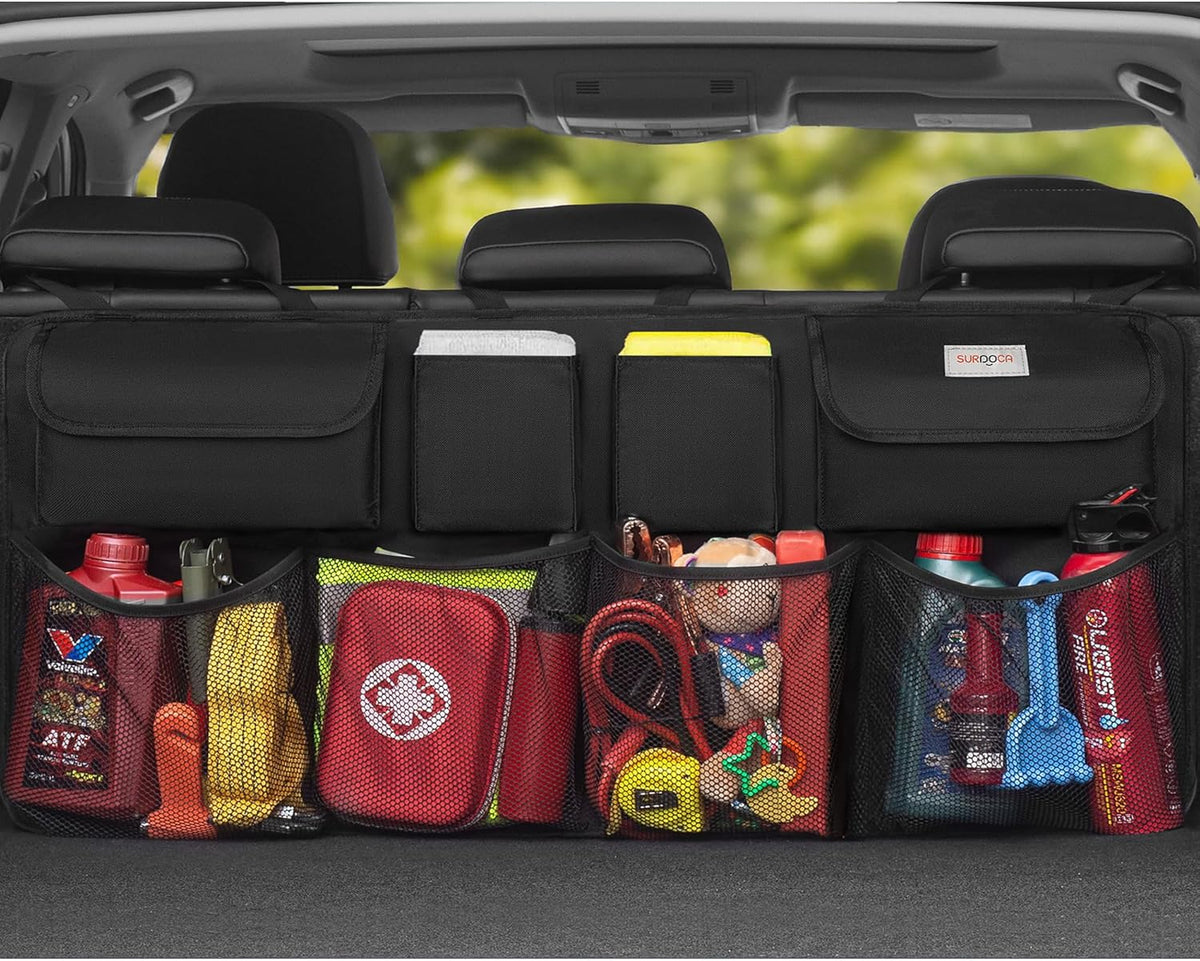 Car Trunk Organizer, LARGE CAPACITY(43 x 19 in) Car Storage Bag with 8 Pockets, 7X Upgraded Trunk Storage Organizer