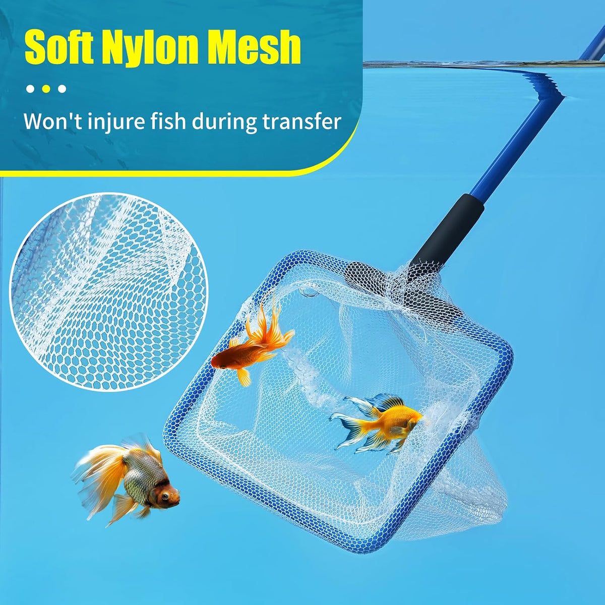 Aquarium Fish Net, Small Fish Tank Cleaning Net, Food Wastes Skimmer for Small Ponds and Pools