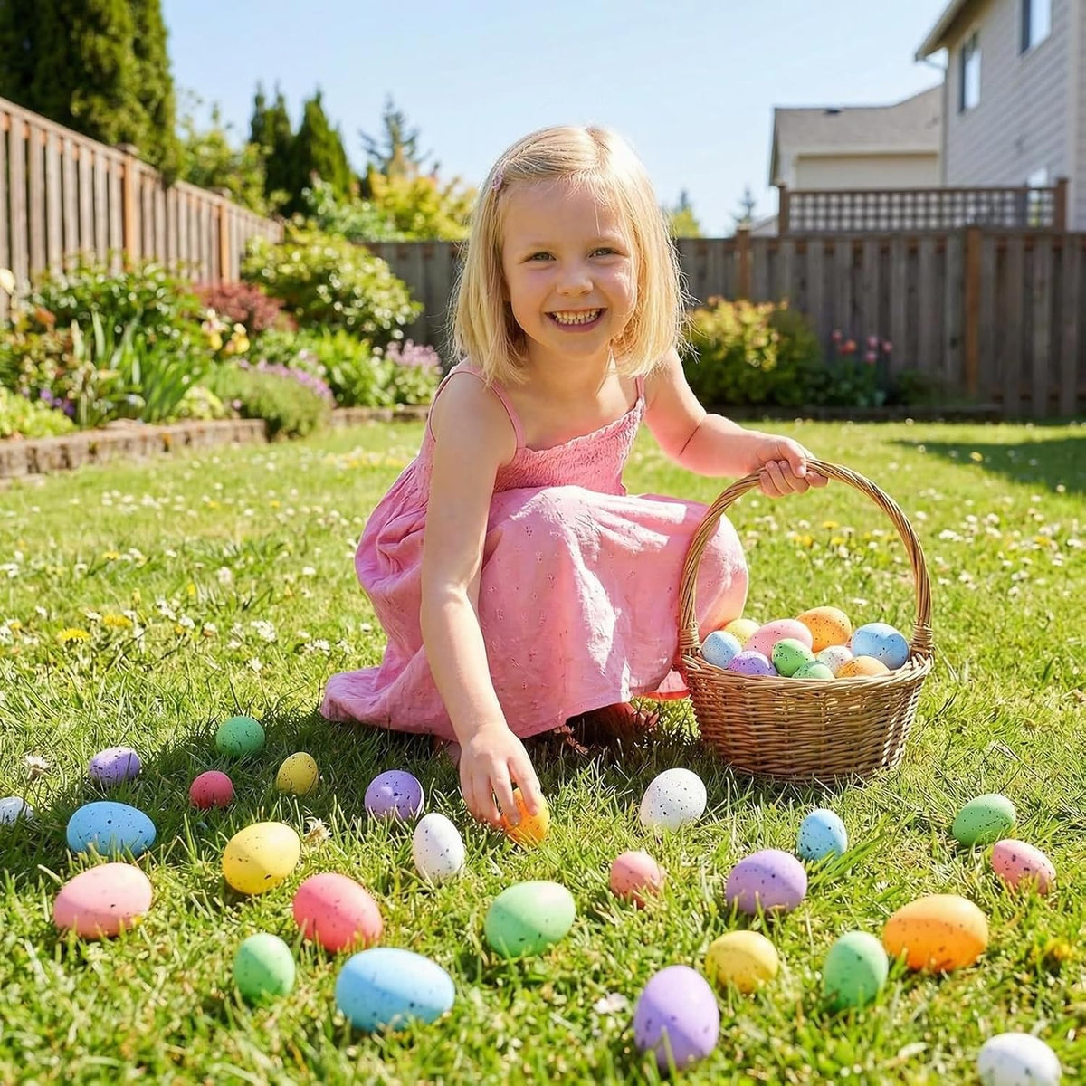 Pastel Speckled Easter Eggs Decor 24 PCS 3 Sizes 8 Colors,Foam Easter Eggs Decoration for Easter Basket Fillers Home