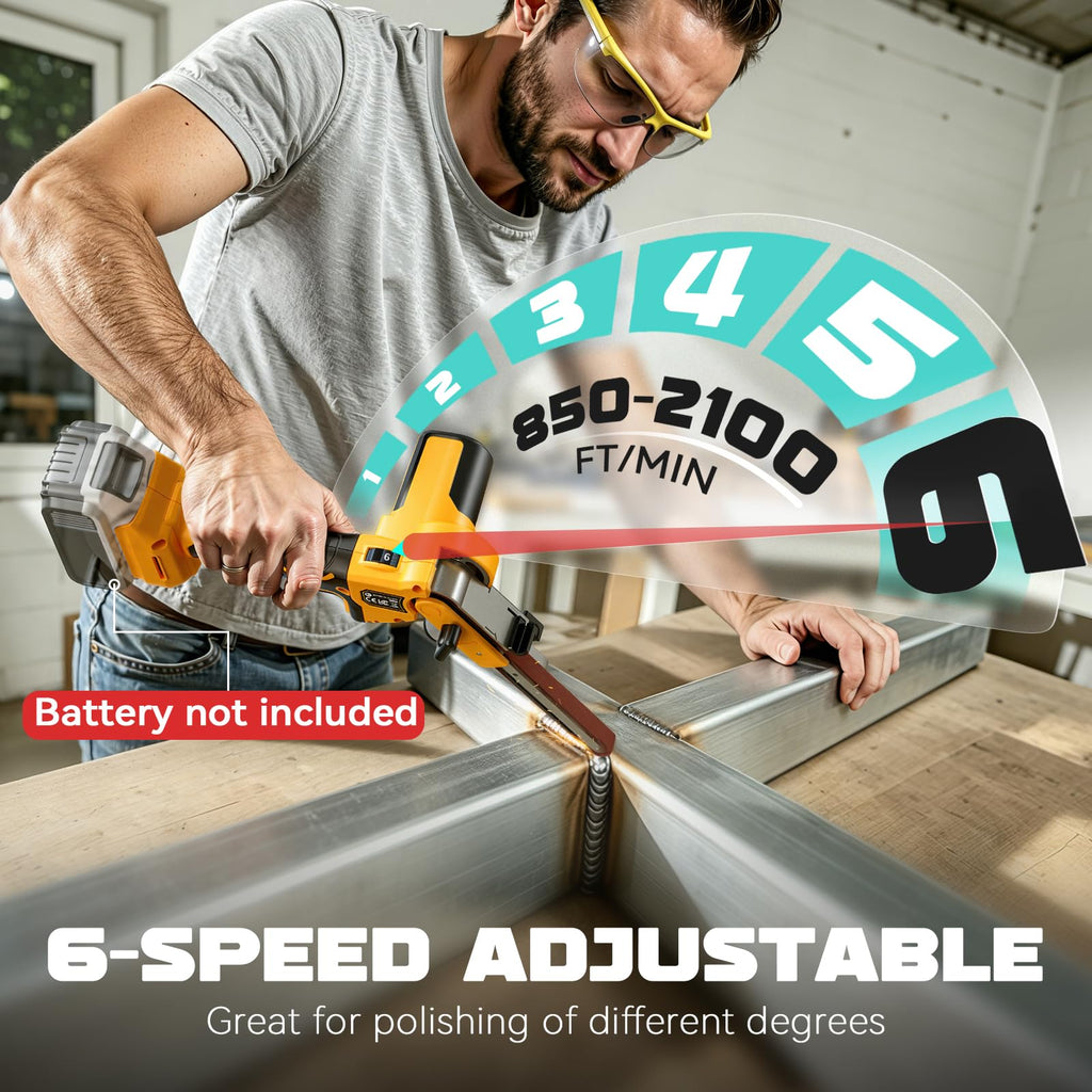 Ecarke Cordless Belt Sander Compatible with Dewalt Battery (Tool Only) 100° adjustable 16 PCS Belts 40-120 Grit 1/2"×18" 2100 FPM Brushless Detail Belt Sander for Metal Working, Wood, Plastic