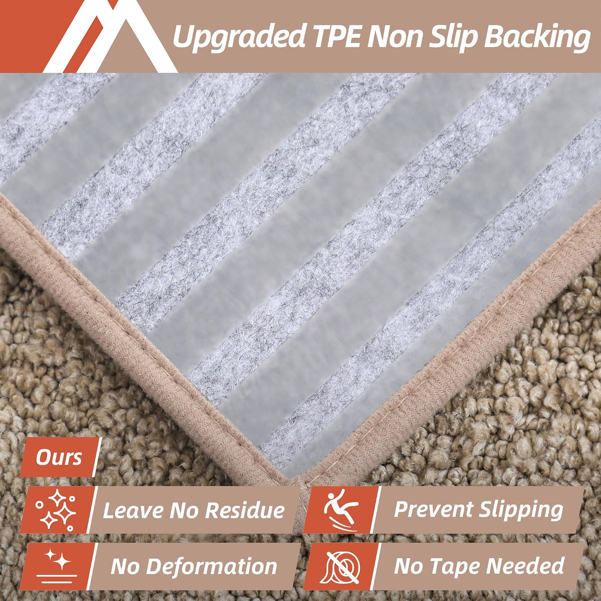 Edging Stair Treads Non-Slip Carpet Mat 28inX9in,15pc,Beige