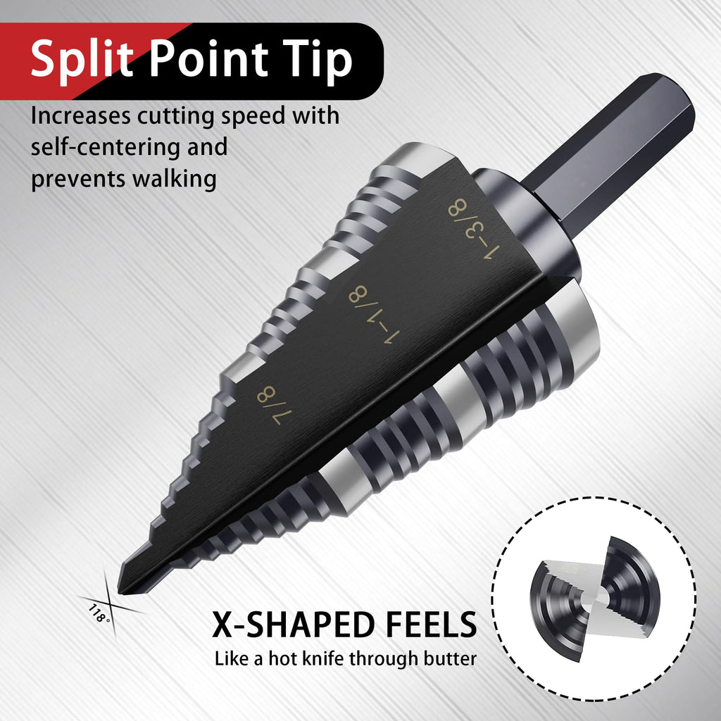 AIMLENTOOL M2 HSS 1/4"-1-3/8" Step Drill Bit