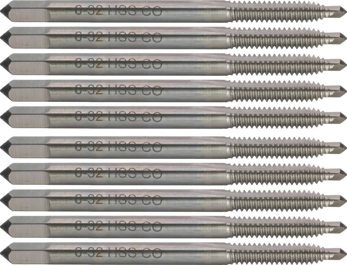 CME Cobalt Spiral Point Plug Taps, 6-32 UNC, H3, 2 Fl, 10 pcs