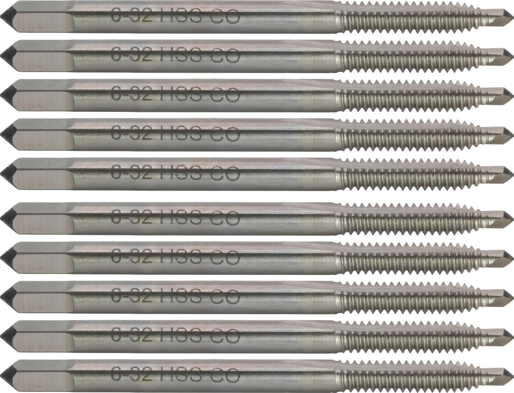 CME Cobalt Spiral Point Plug Taps, 6-32 UNC, H3, 2 Fl, 10 pcs