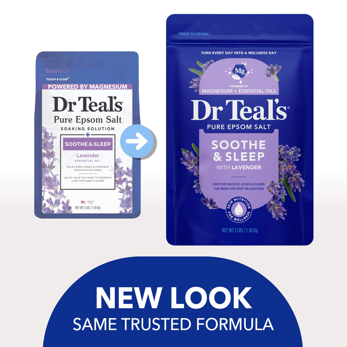 Dr. Teal's Epsom Salt Soaking Solution and Foaming Bath with Pure Epsom Salt Combo Pack, Lavender