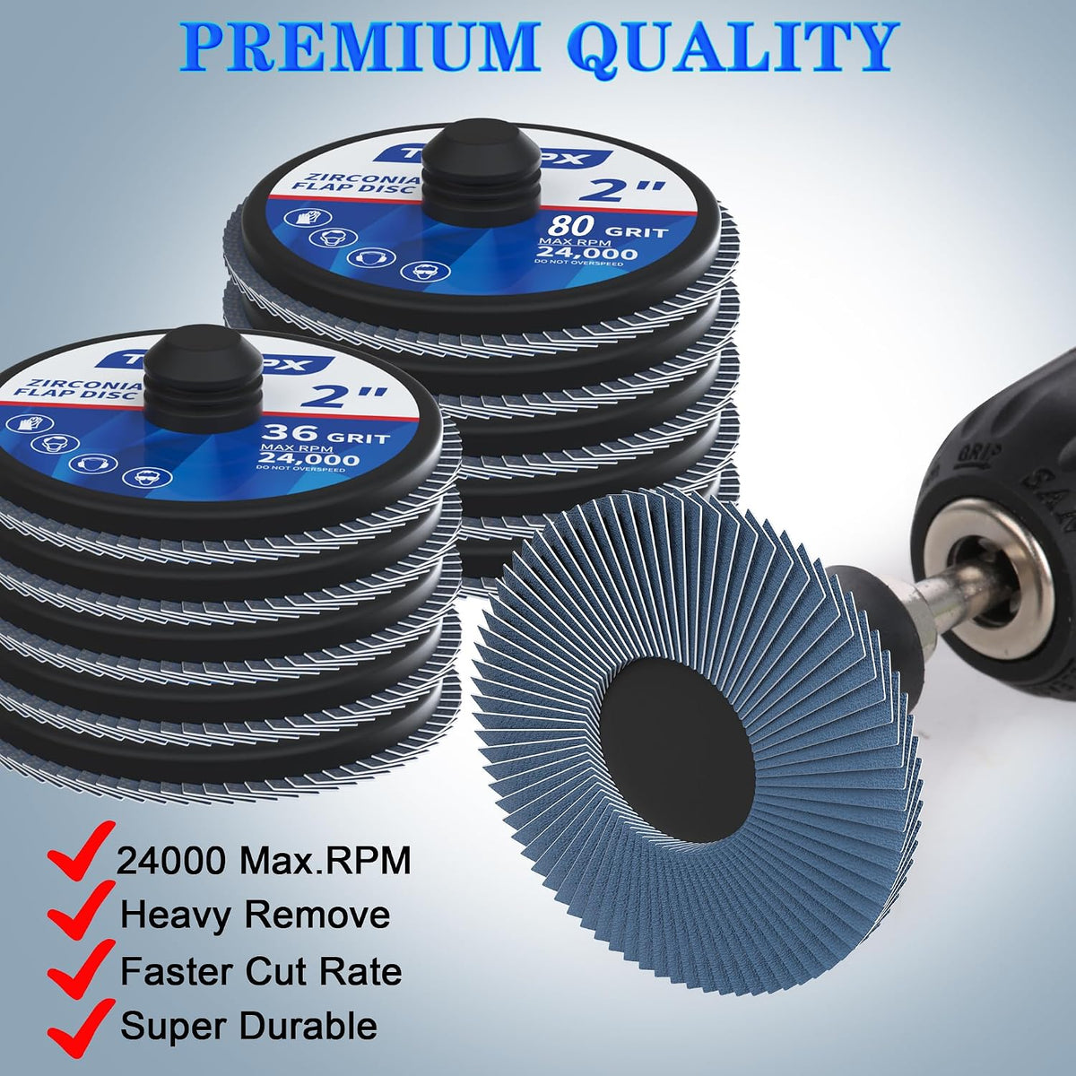 20 Pcs 2" Quick Change Flap Discs, Die Grinder Sanding