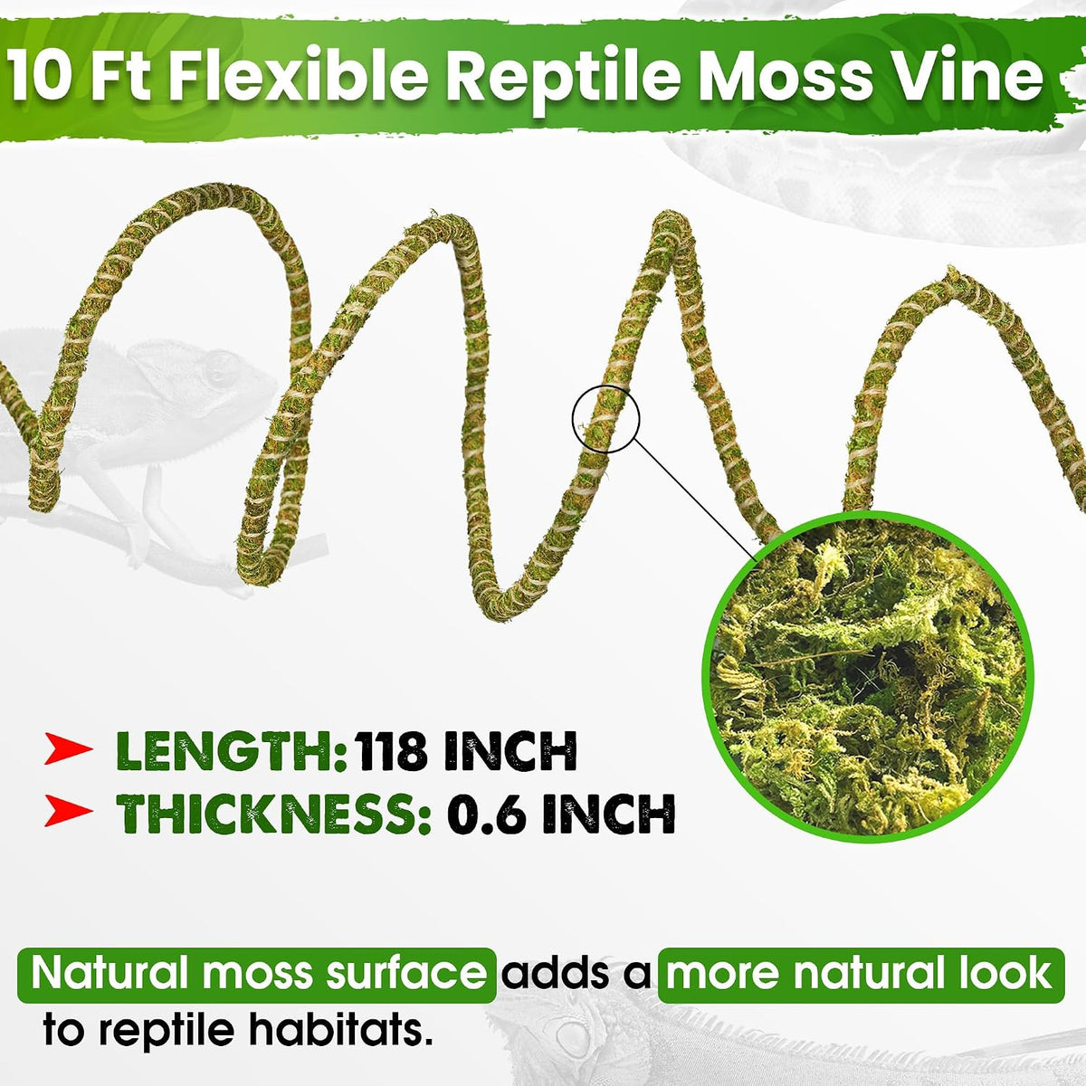 10FT Reptile Vines for Climbing, Bendable Branch for Reptile