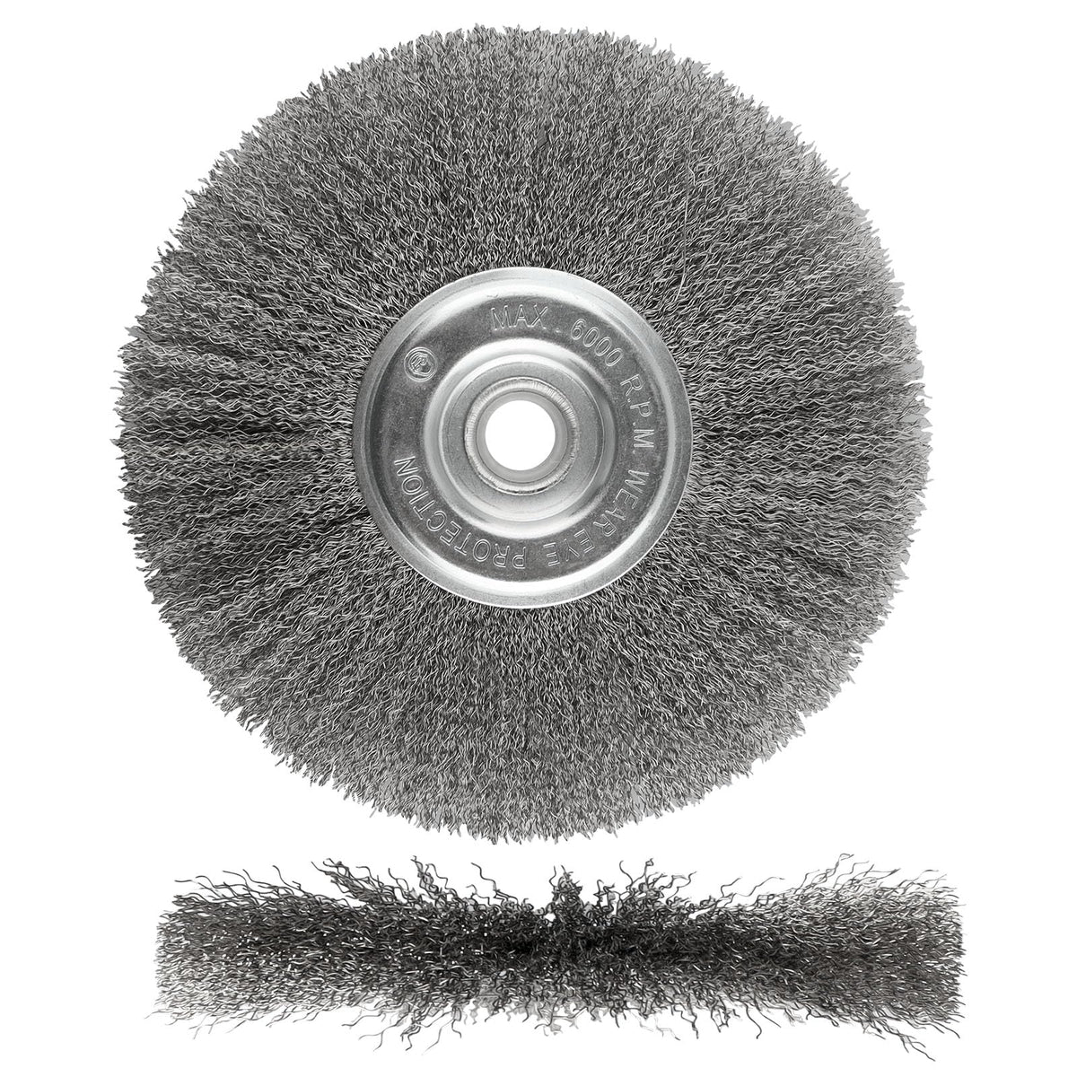 WENORA 8-Inch Wire Wheel for Bench Grinder, 0.012 Carbon Steel Wire, Bench Wire Wheel Brush with 5/8" & 7/8" Arbor Hole, for Removal of Rust, Paint and Scale from Metal