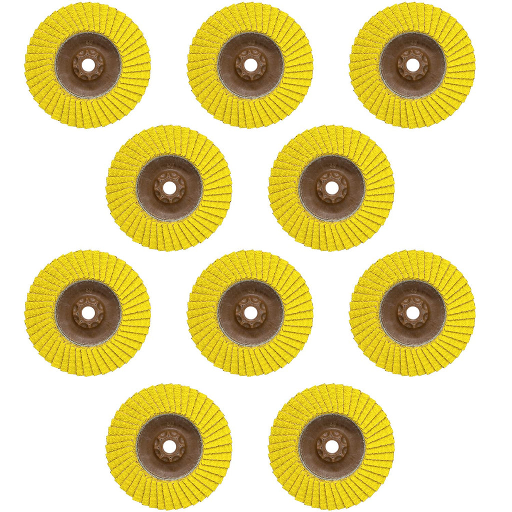 CS Unitec PLANTEX SunFire Ceramic Trimmable Flap Disc, Eco-Friendly Hybrid 40/60 Grit Grinding Wheel, 5" Dia., 5/8" x 11 Hub, Type 29, Made in Germany, 10 Pack Abrasive Wheels