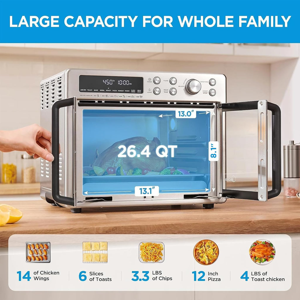 Midea Flexify Classic French Door Toaster Oven Air Fryer Combo, 26.4 QT | 10-in-1 Large Capacity, 26.4 QT Countertop