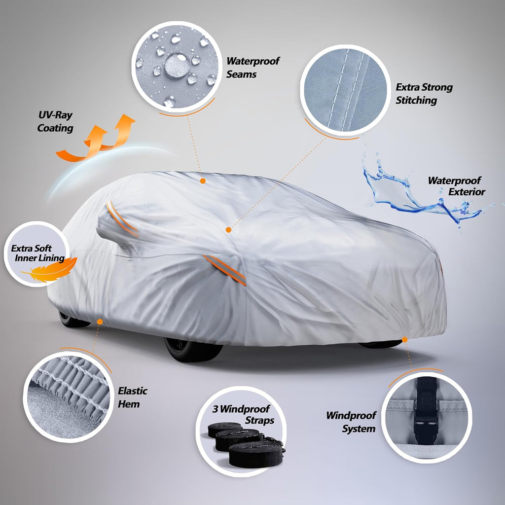 Waterproof All Weather Car Cover Compatible with 1994-2025 Audi A4 / S4 / RS4, Heavy Duty Outdoor/Indoor Protection