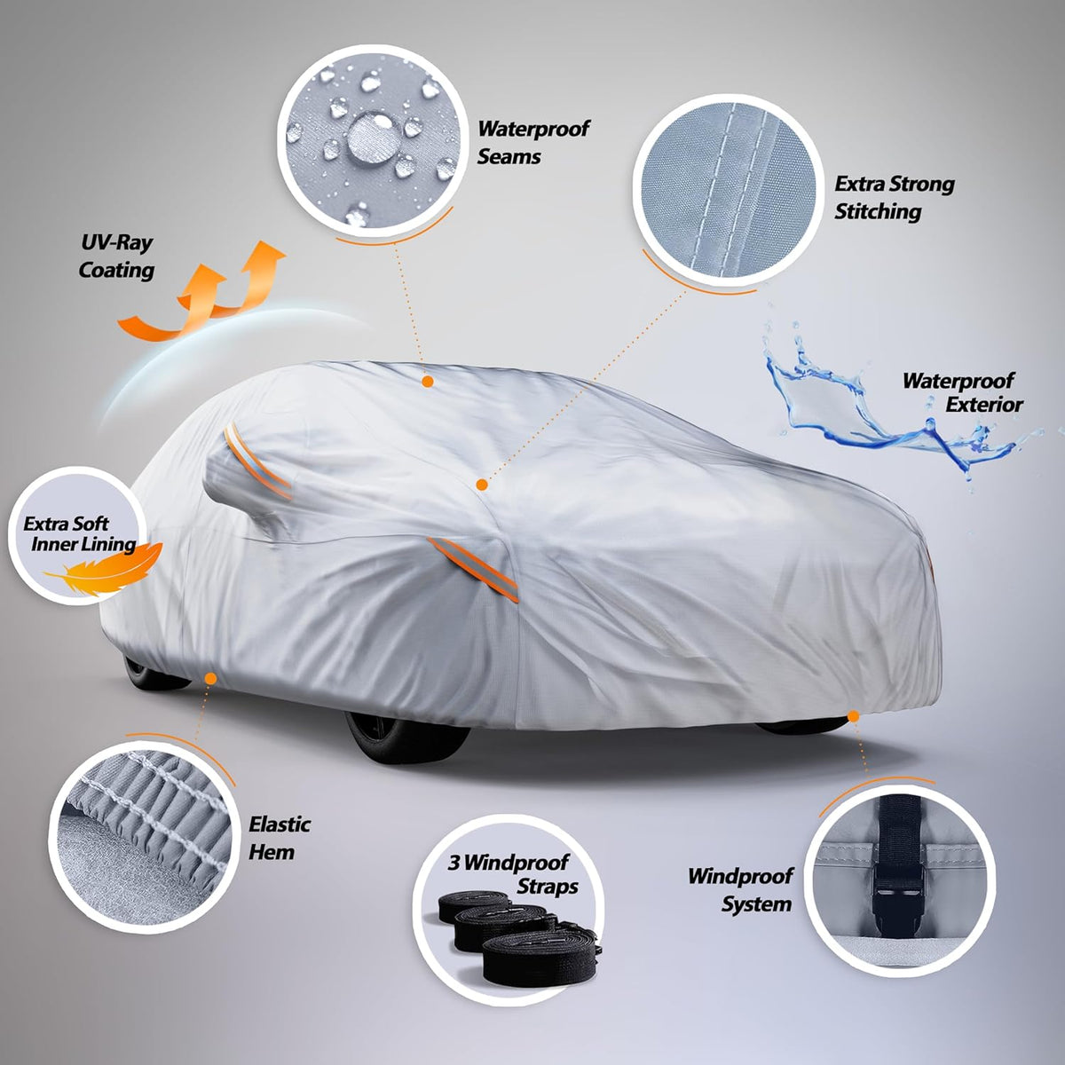 Waterproof All Weather Car Cover Compatible with 2002-2025 Land Rover Range Rover (NOT Compatible with Range Rover
