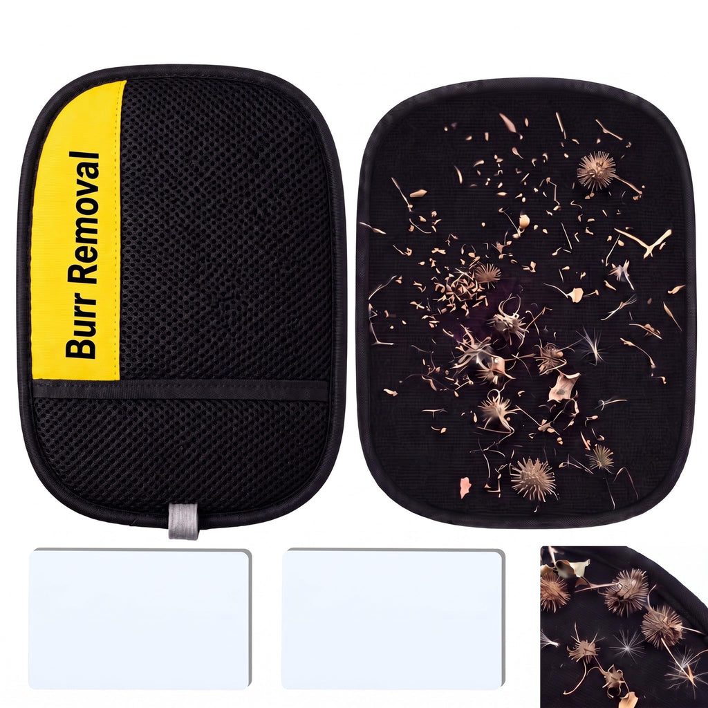 Chumia Burr Removal Tool Reusable Burr Remover Glove for Dogs, Clothes, Horses Hunting Gear with Durable Nylon Backing Apparel Outdoor Equipment Includes 2 Cleaning Scraper Cards
