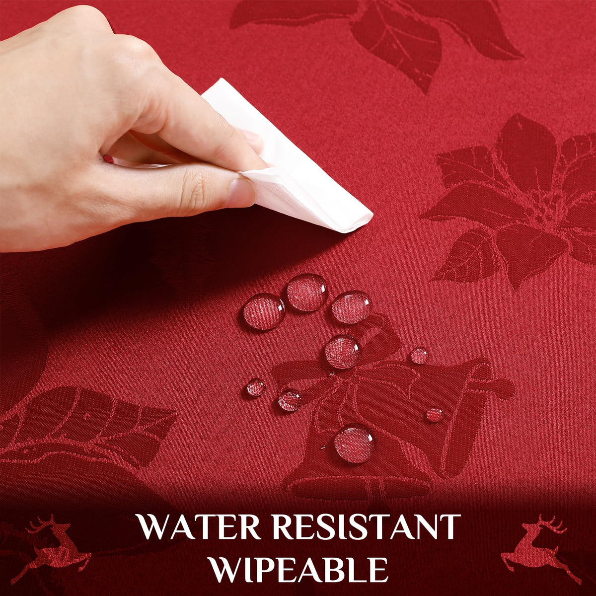 Christmas Jacquard Round Tablecloth, 70 inch, Red
