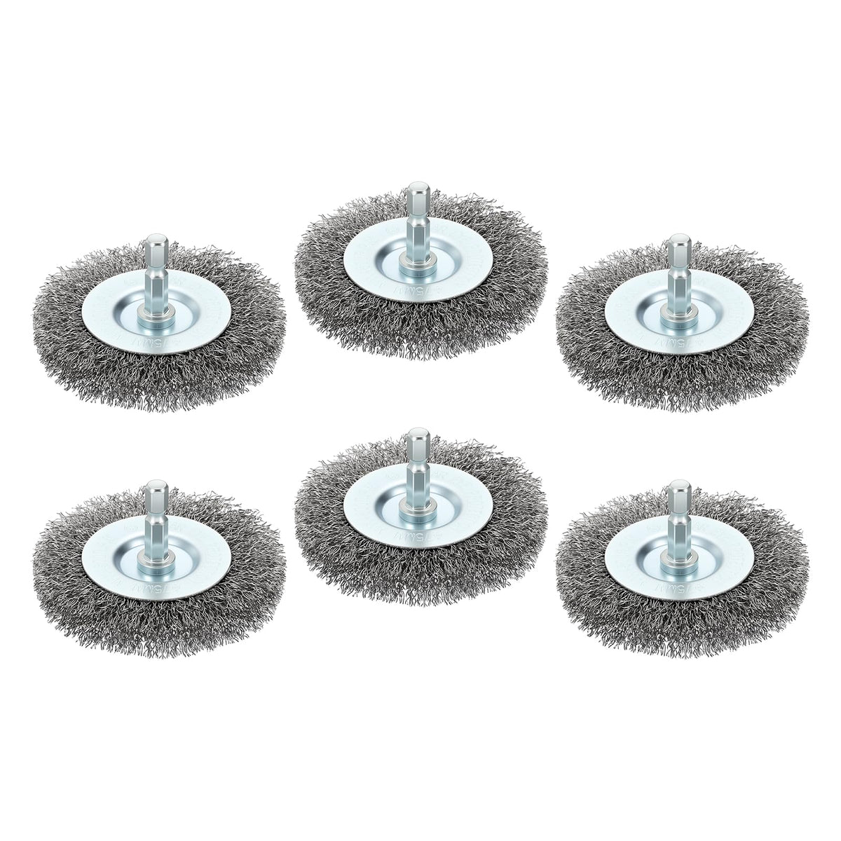 Rebower 6pcs 3in Wire Wheels for Drill with 1/4in Hex Shank, Carbon Steel