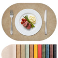 Vinyl Faux Leather Oval Placemats, Set of 4, Apricot