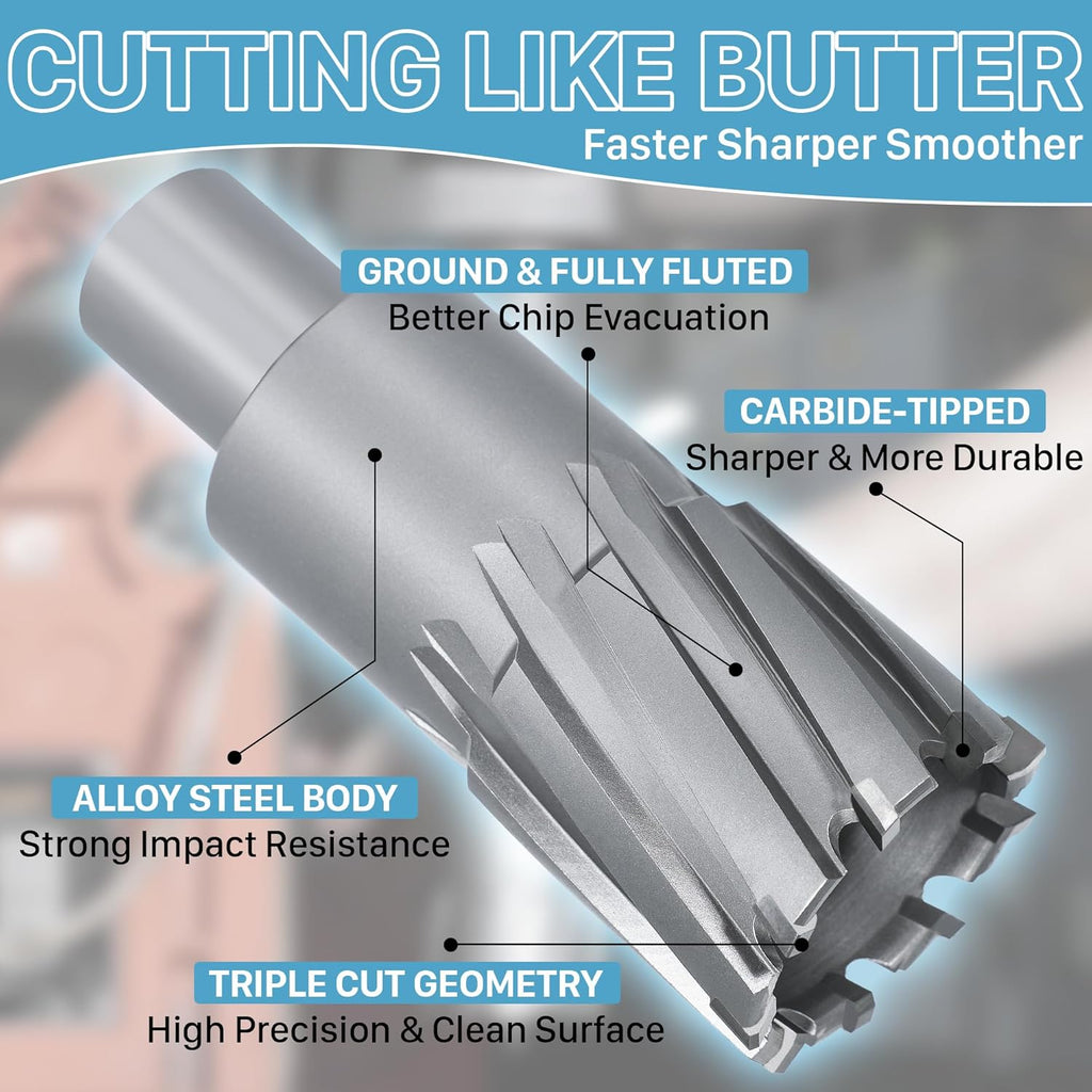 KEENTECH Carbide-Tipped Annular Cutter 3/4" Diameter x 2" Depth