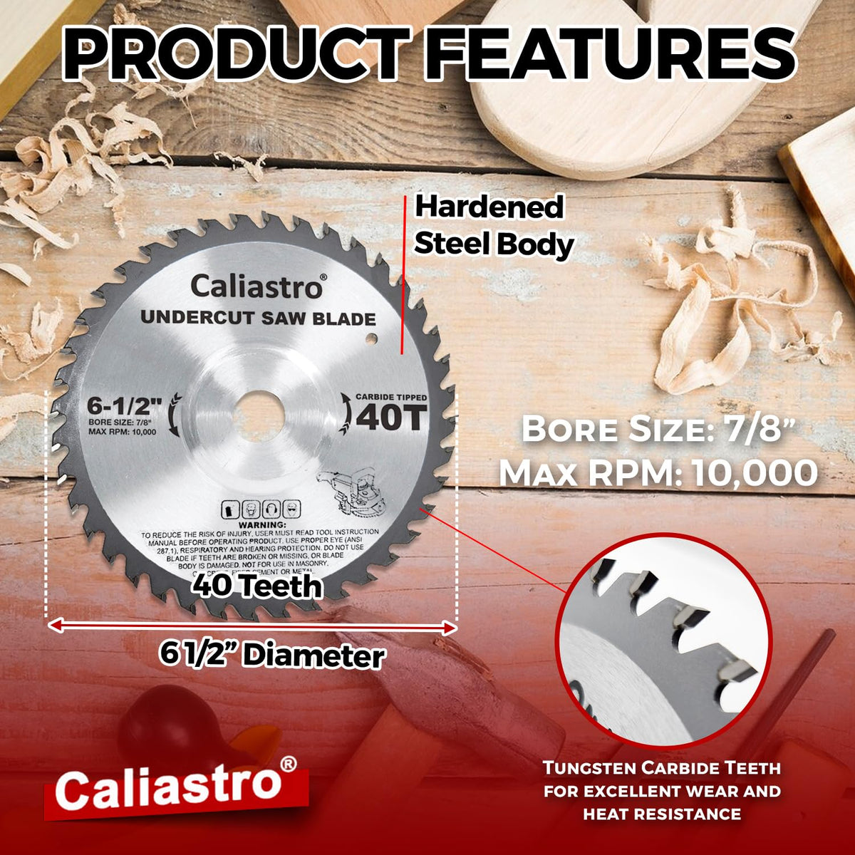 Undercut Saw Blade, 6-1/2" Diameter - Replacement for Crain #821 - Compatible with Crain Undercut Saw #812, #820 and #825 - Carbide Teeth