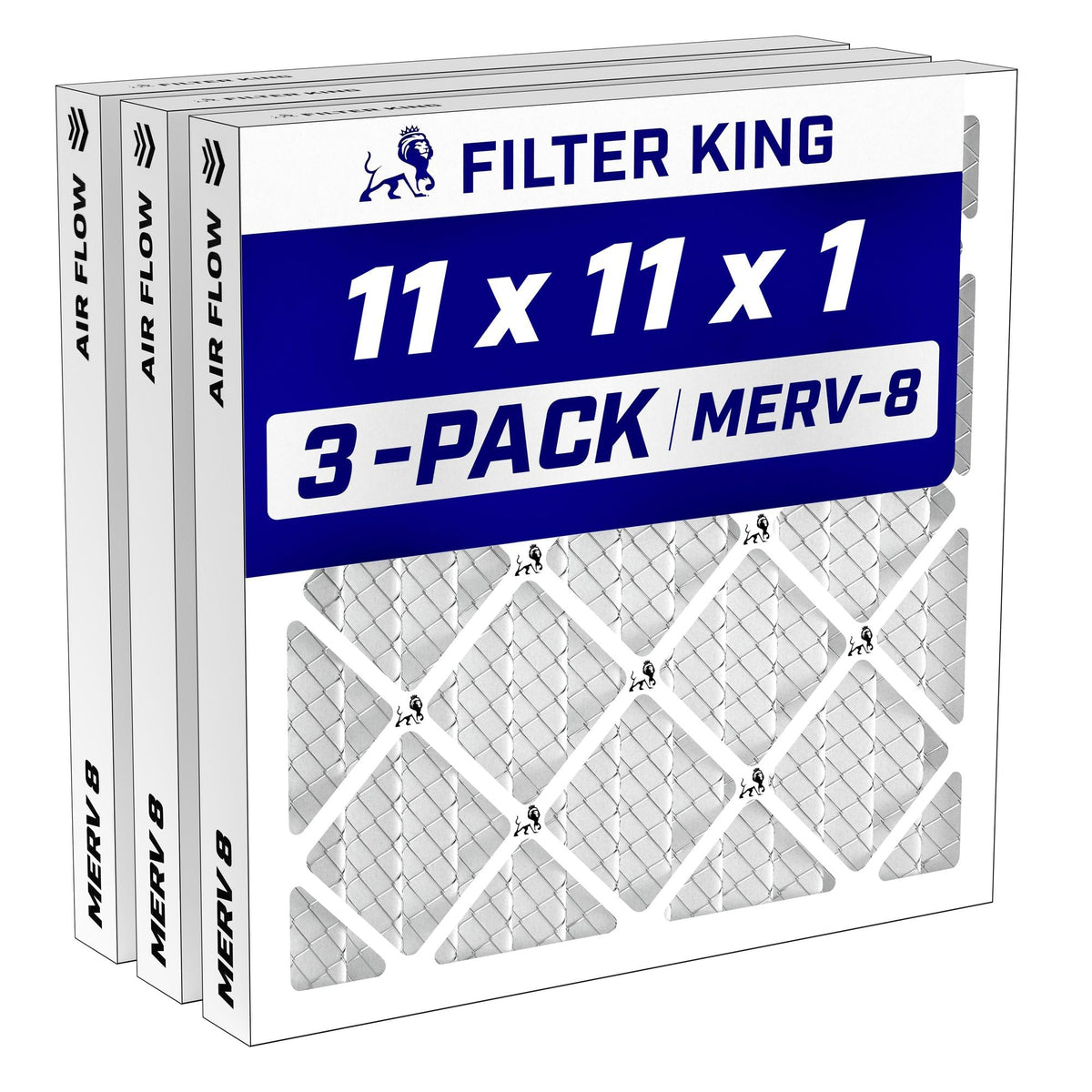 11x11x1 Air Filter MERV 8, AC Furnace Filters (3-Pack)