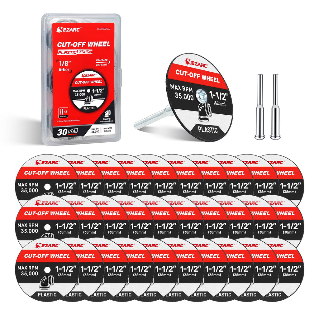 EZARC 1-1/2 Plastic Cutting Wheels with 1/8 Mandrels, 32-Pack