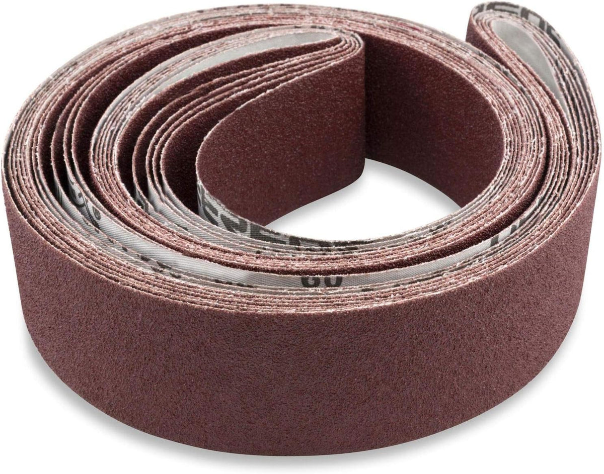 Red Label Abrasives 2 X 72 Inch 400 Grit Flexible Aluminum Oxide Multipurpose Sanding Belts for Woodworking, Leather, Rubber, Plastic, & Light Metal Working - Belt Sand Paper 6 Pack