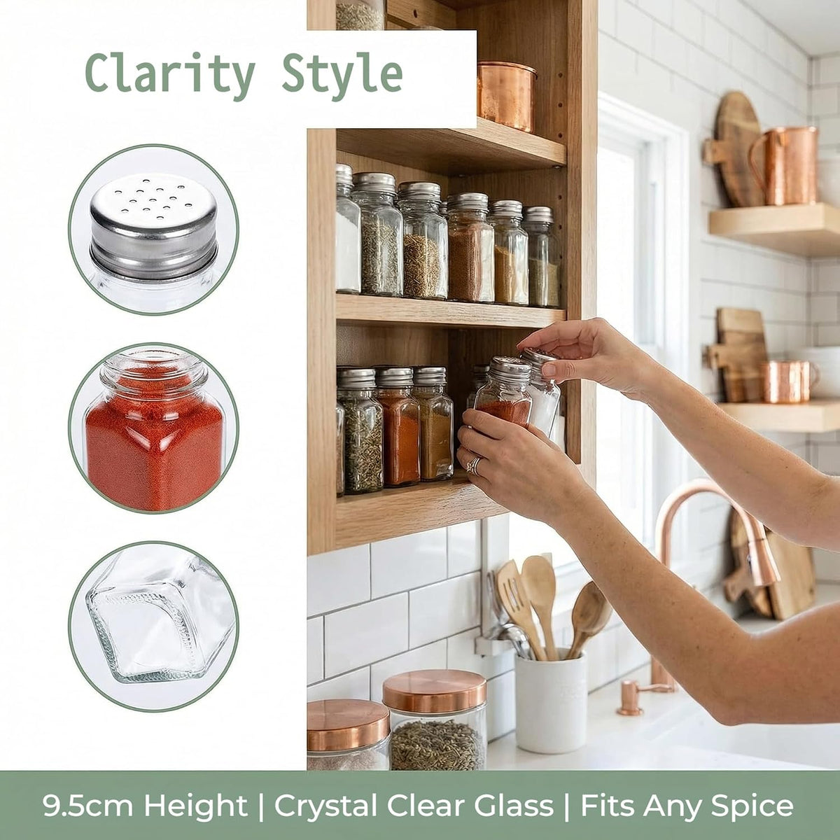 16 Pack Clear Salt and Pepper Shakers Glass Set, Retro Style Glass Spice Shakers with Stainless Tops