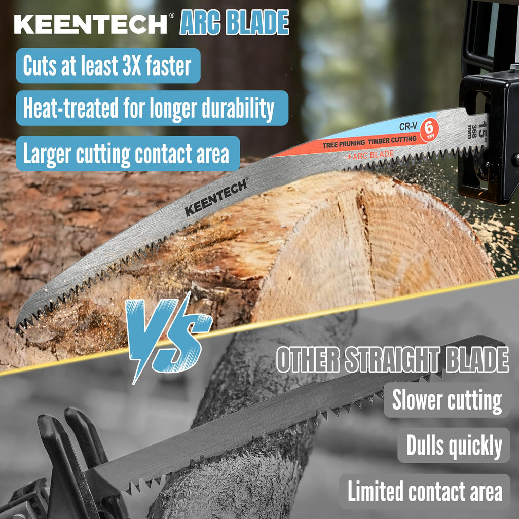 KEENTECH 15" Arc-Shaped Reciprocating Saw Blades, Fast Wood & Tree Pruning