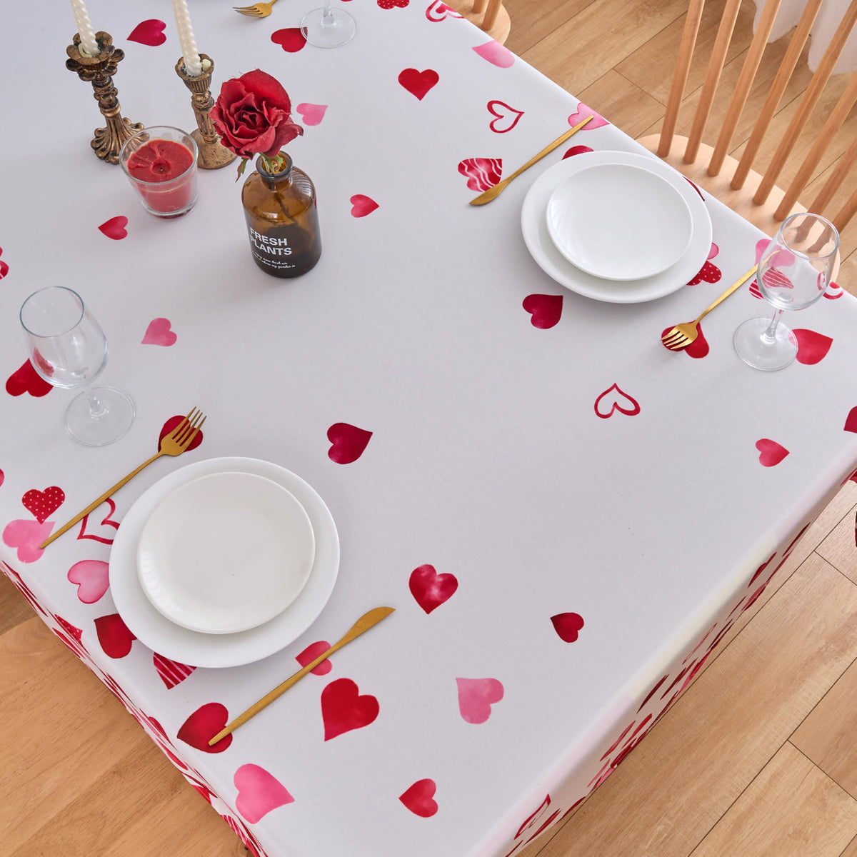 Valentines Tablecloth Rectangle Red Love Hearts Valentines Day 60x84 tablecloths for rectangle tables - Oblong