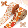 2 Rolls Fall Wired Ribbon 2.56 Inch Wide for Gift Wrapping