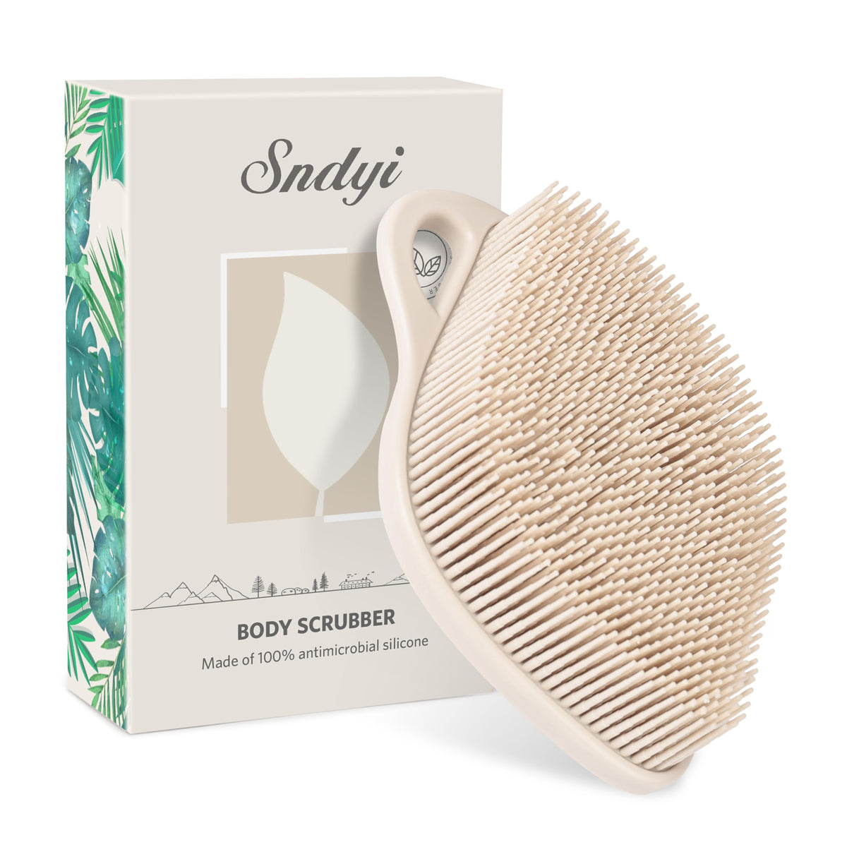 Silicone Body Scrubber, Gentle Exfoliating Body Scrubber for Sensitive Skin, Leaf Shaped Shower Scrubber for Body