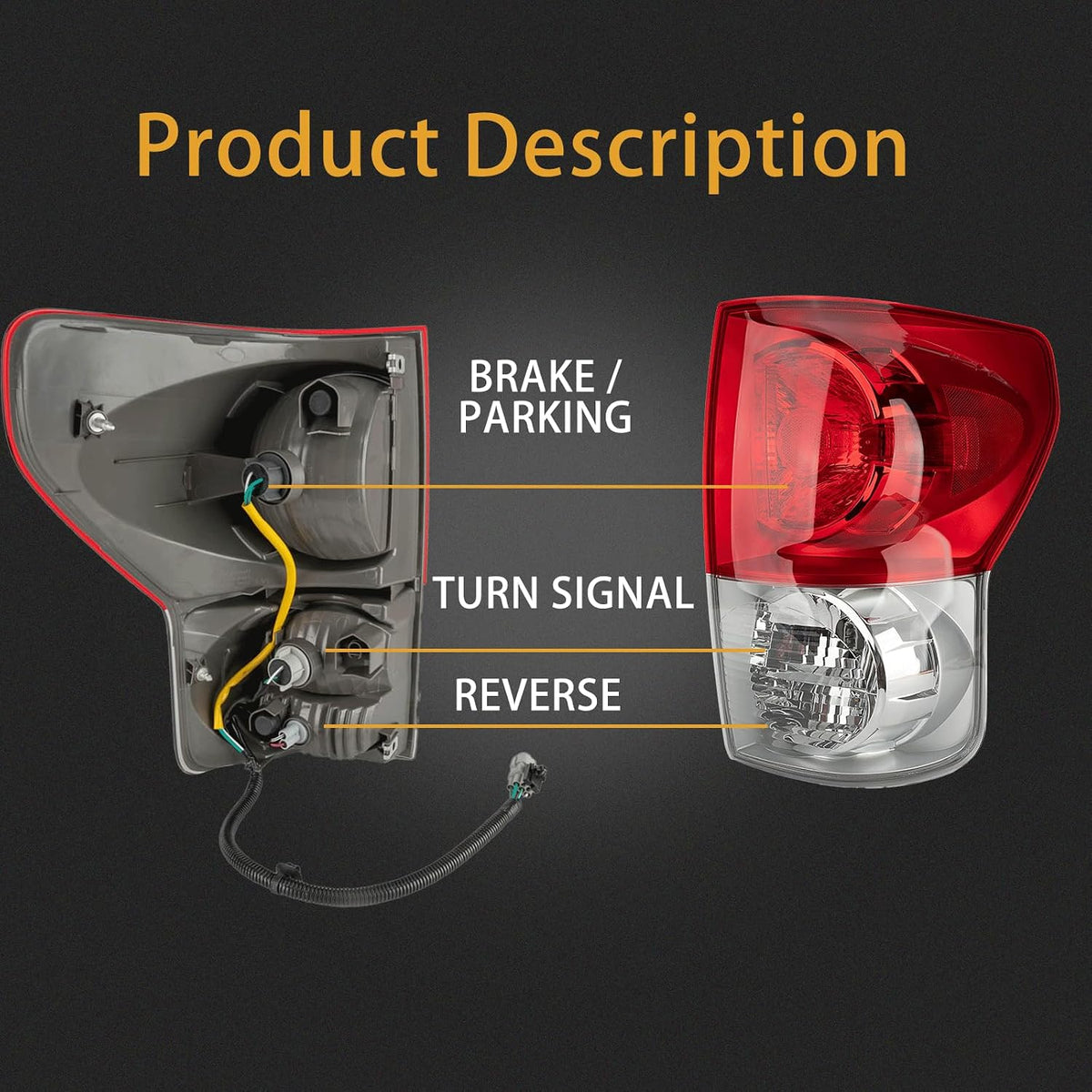 Right Tail Light Assembly Compatible With Toyota Tundra 2007-2009