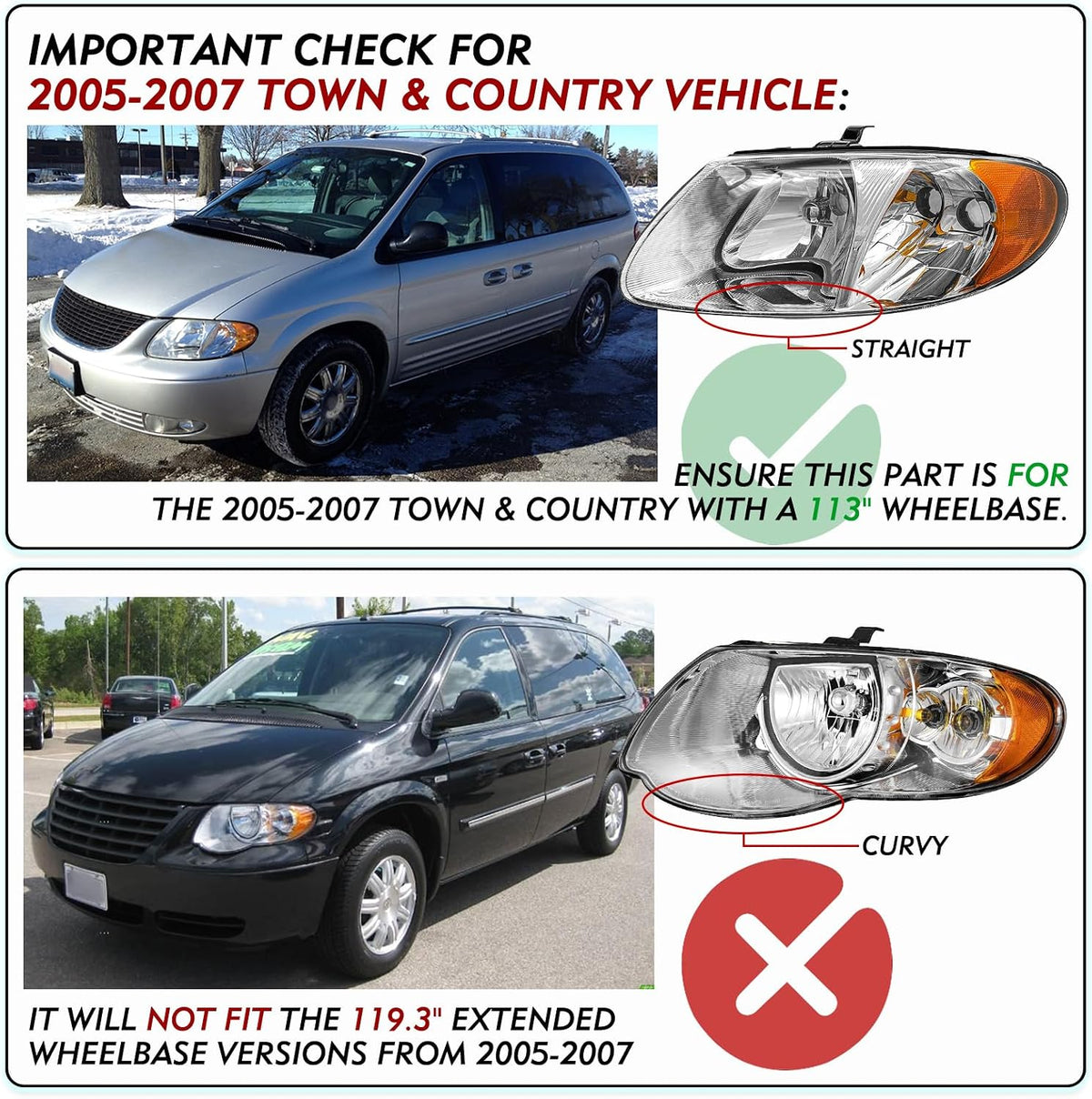 TUSDAR Compatible with 2001-2007 Dodge Caravan Headlight Assembly