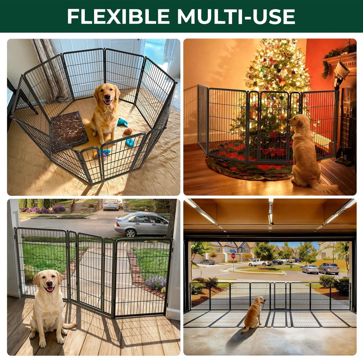 219" x 40" H Extra-Wide Adjustable Hardware/Pressure-Mounted Pet & Child Safety Gate with Dual-Lock Walk-Through Swing Door for Stairs, Hallways & Wide Doorways