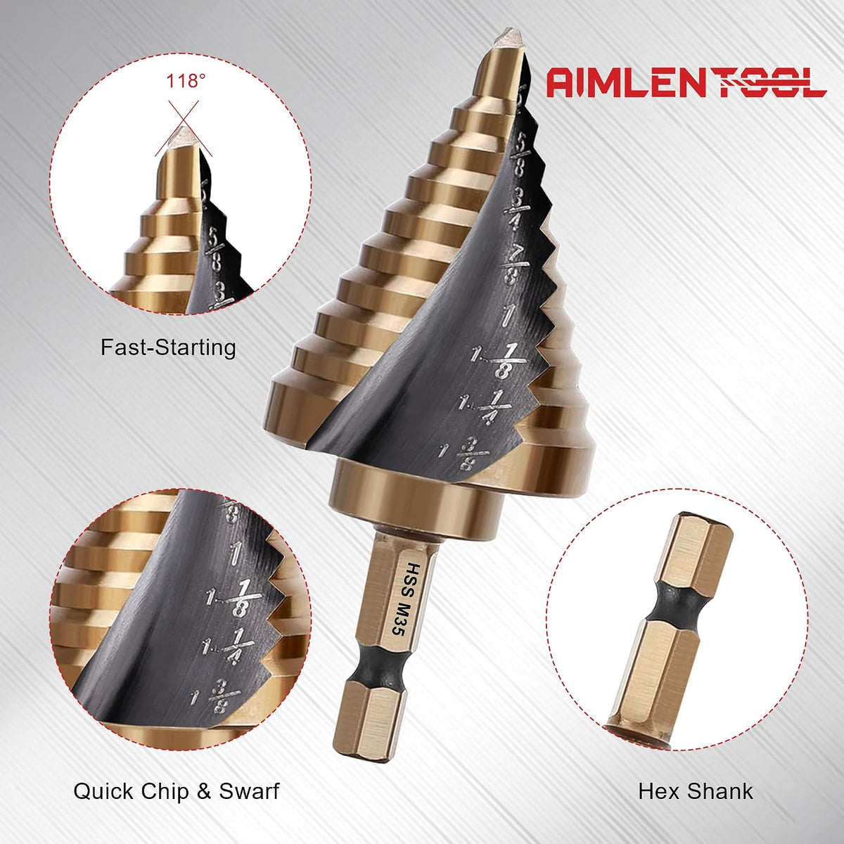 Hex Shank Cobalt Step Drill Bit Set
