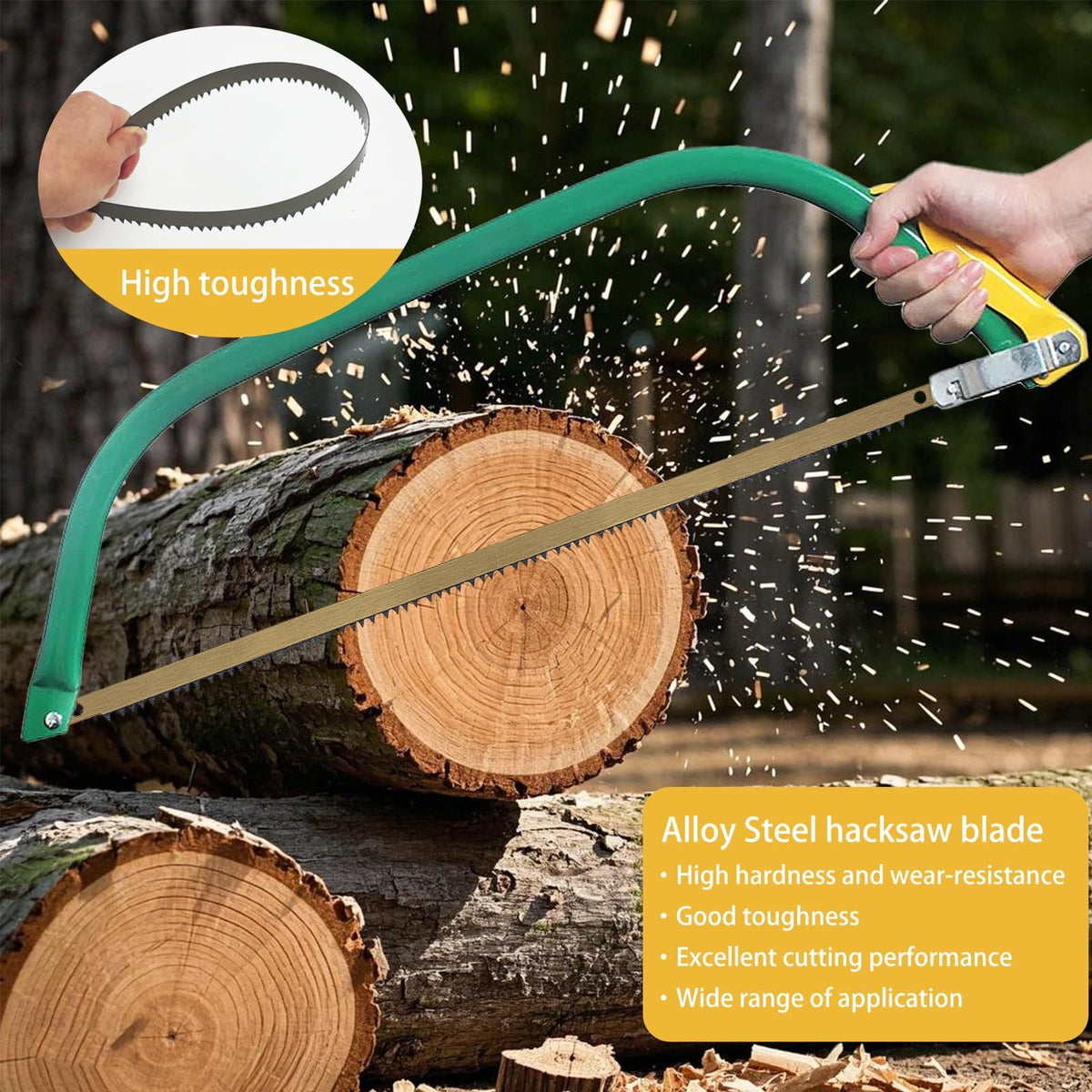 10 Pack Bow Saw Blade 21 Inch Replacement,Fits Any 21" Bow Saw for Tree Cutting,Special for Dry Wood Super-Hard Alloy Steel