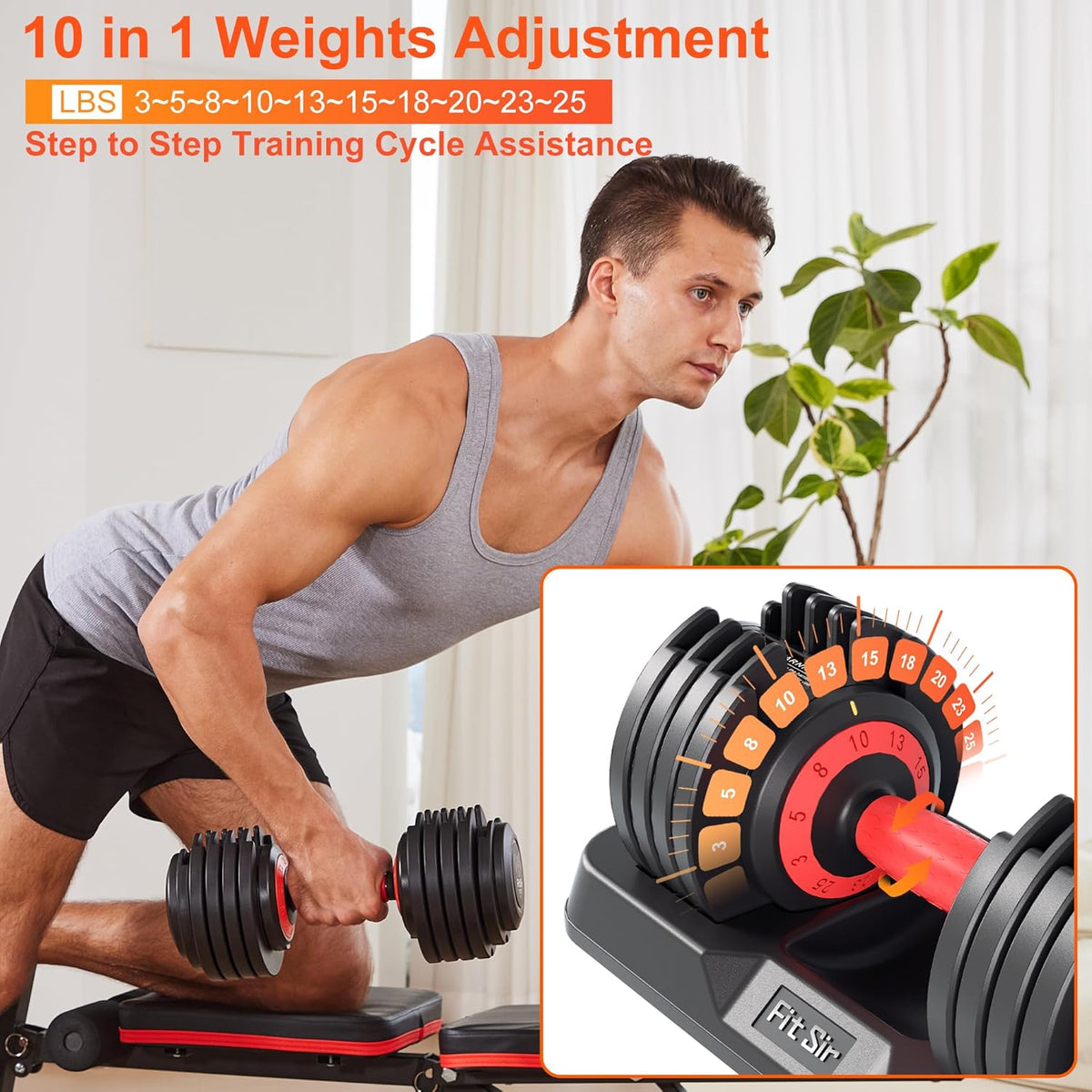 Adjustable Dumbbell Set, 10-in-1 25LB/55LB/90LB Ajustable Dumbbells with Safe Locking System, Enclosed Storage Tray