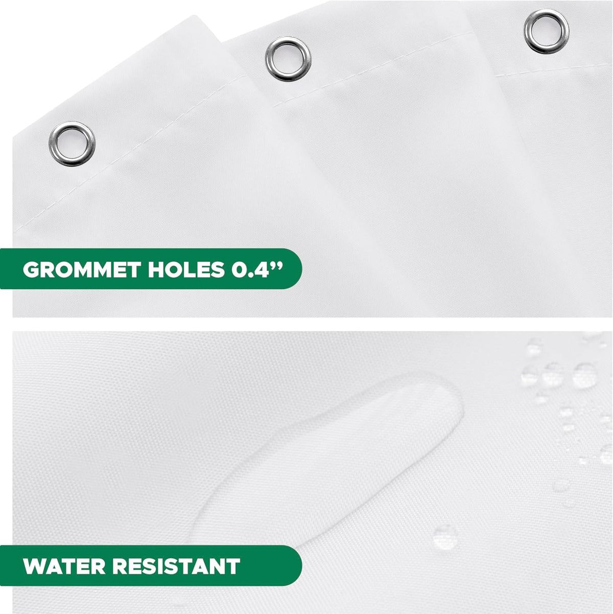 Hotel Quality Fabric Shower Curtain Liners 72" X 72", White Water Resistant Bathroom Curtains Rust Resistant Grommets