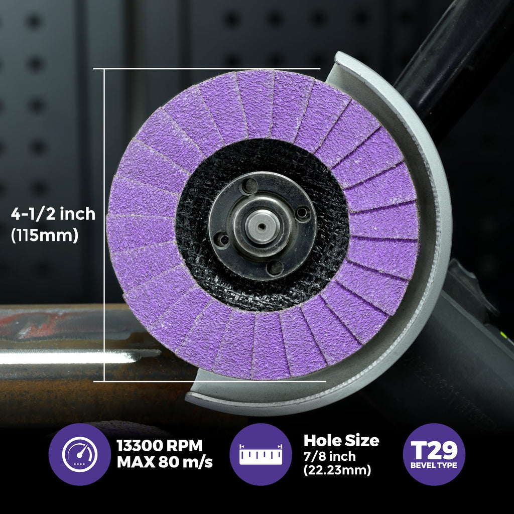 UPWOOD 5-Pack Ceramic Flap Discs, 4.5-Inch T29 Mixed Grit